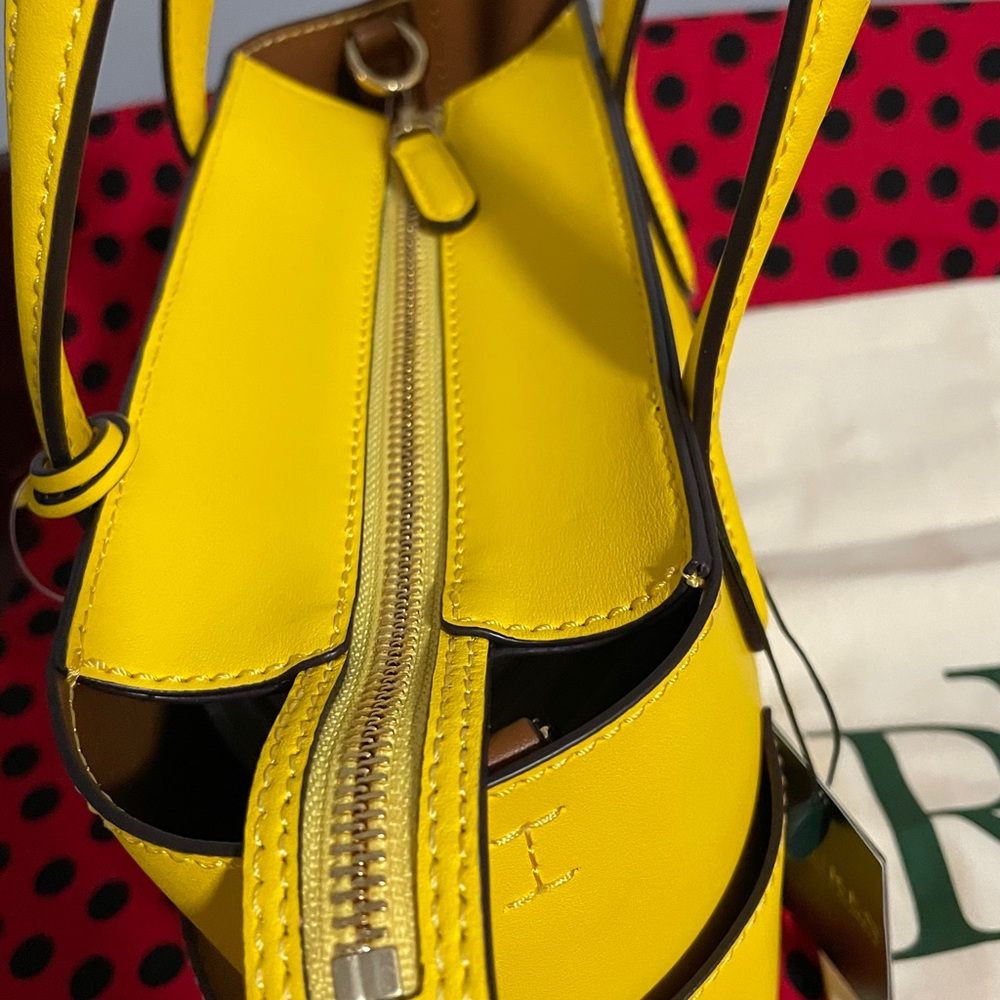NWT Ralph Lauren Yellow Zippered Purse - Picture 7 of 8